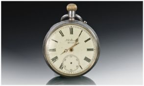 Victorian - J.W. Benson Silver Open Faced Pocket Watch. Hallmark London 1891, working order,