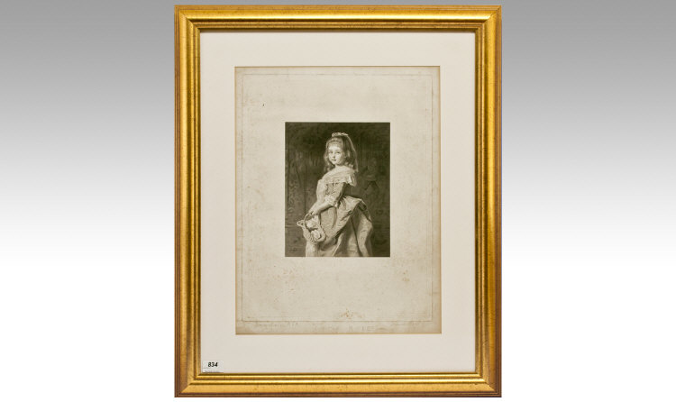 Francis Hall 19th Century Engraving Of Scottish Painter James Archer, Painting Titled `Little