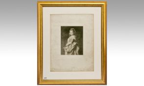 Francis Hall 19th Century Engraving Of Scottish Painter James Archer, Painting Titled `Little