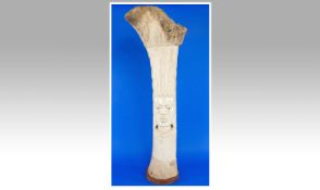 Carved Long Bone, Appears To Be A Carved Long Animal Bone, Mounted On A Wooden Base. Height 29