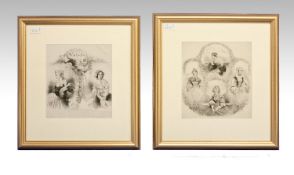 Pair of Victorian Framed Prints, one titled Valses. 17 by 18 inches.