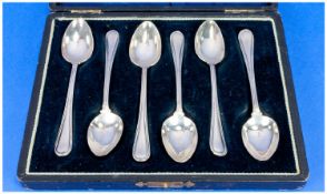 Set of Six Silver teaspoons. Hallmark Birmingham 1916. Boxed.