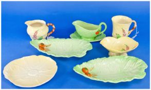 Collection of Carlton Ware (8) pieces in total. Includes salad leaf dishes, sauce boat and tray,