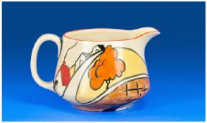 Clarice Cliff `Red Roofs ` Pattern Jug, Bizarre era, Fantasque range` hand painted, strong