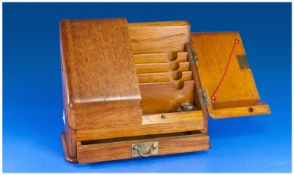 Edwardian Oak Stationary Box complete with fittings and drawer.10.5 inches high, 11 inches wide