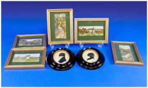 A Miniature Set of Five Oil Paintings on Ivory. Piano keys,all monogrammed E.H, all tinted with