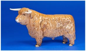 Beswick Farm Animal Figure `Highland Bull` Gloss. Model number 2008. Issued 1969-90. Designer Arthur