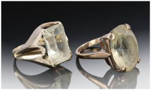 Ladies 9ct Gold Set Step Cut Citrine Dress Ring. (2) in total. Each marked 9ct and 9-375. Total