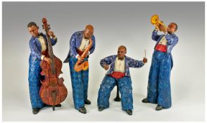 Jim Shore Designs Handpainted Life Of A Nations, 4 Musicians Jazz Band Figures, includes saxophone