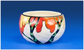 Clarice Cliff Hand Painted Small Bowl ` House and Bridge Design ` c.1932. Heigt 2.25 Inches.
