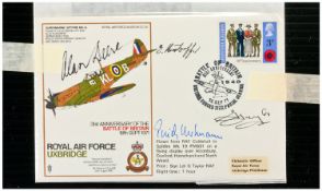 Battle Of Britain 1st Day Cover Signed By Al Deere battle of Britain fighter ace, and Erich Hartmann