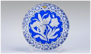 Royale Germania Crystal Limited Edition Cut Glass Dish, with colbalt blue colouring, mouth blown
