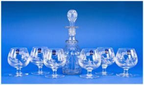 Early Victorian Cut Glass Decanter, with faceted neck, fluting to sides with further cut decoration,