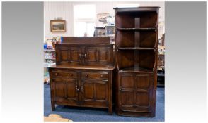 Solid Ash Sideboard in the form of a Court Cupboard, two doors, 49`` High, 49`` width, 19`` depth.