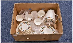 Box Containing a Retro Coffee Set, comprising coffee pot, coffee cups, saucers and side plates,