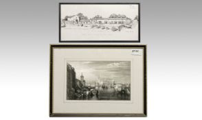 Pencil Drawing `Abbey Court,` General View from Gardens. Signed A N Potter 1969. Together with an