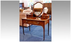 Edwardian Mahogany Dressing Table, in the Hepplewhite style, inlaid with boxwood banding and ebony