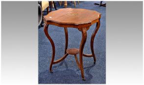 Late Victorian Walnut Occasional Table, circa 1895, of shaped serpentine form, with canted