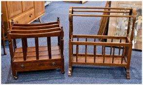 Modern Mahogany Canterbury with single drawer, together with a small magazine rack.