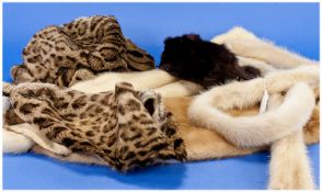 Collection of Fur Items comprising honey blonde mink crossover scarf, light gold blonde mink tippet,
