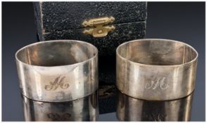 Pair Of Silver Napkin Rings, Fully Hallmarked For Sheffield C 1945.