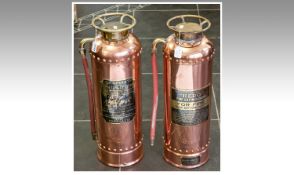 Two Copper And Brass Fire Extinguishers, The ``Hero`` Fire Extinguisher By Joseph & James Hall