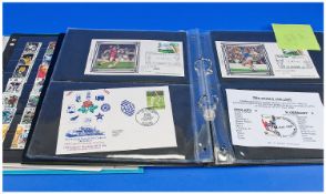 Folder Containing Both Cricket and Football Commemorative Covers, noted, European football, cup