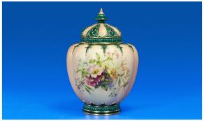 Early Sunderland Lustre Creamware Jug, of panelled ovoid shape, a raised pink lustre bird carrying