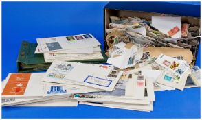 Large Shoe Box of World/GB Stamps. Plus box of over 50 first day GB covers. High values noted on