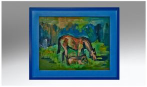 James Lawrence Isherwood F.R.S.A., F.I.A.L. (1917-1988) Oil On Board, Titled New Forest Pony with