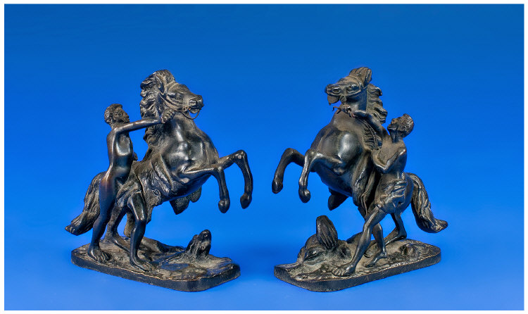 Pair of Miniature Mali Bronze Horses. 5 inches high.