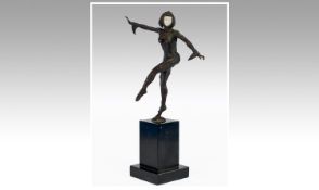 Bronze Art Deco Style Figure, 6.75 inches in height.