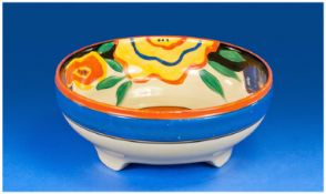 Clarice Cliff Handpainted Three Footed Bowl, `Abstract` Design. Circa 1928. Fantasque range.3 inches