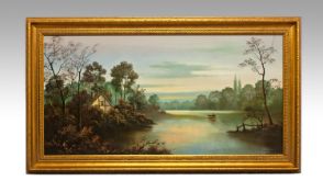 Wendy Reeves Large Oilograph `Glen Affric`, Scotland. Signed lower right. Gilt frame. 35 by 23