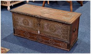 Small Modern Kuwaiti Chest, made from solid hardwood, of rectangular form, with brass faced panels