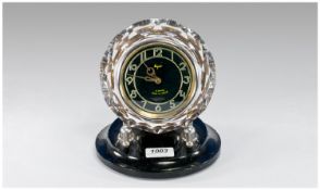 Majak - Vintage Russian Desk Crystal Clock on black base. Circa 1955, The case is cut and plished