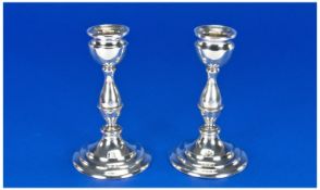 Pair Of Silver Candlesticks, Weighted Bases, Both Fully Hallmarked (Rubbed) Height 5 Inches.