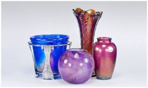 Four Items of Lustre and Aventurine Glassware comprising Royal Brierley Art Glass, Studio range,
