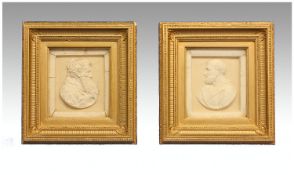 Pair Of Tassie Style Portrait Medallion Plaques in plaster, from the Grand Tour. Italian. Circa