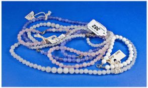 A Collection of Jade Necklaces and Bracelets. Various Colours and Sizes, White Jade, Purple Jade,