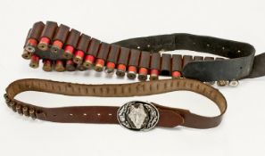 Vintage Leather Gun Belts with empty shells