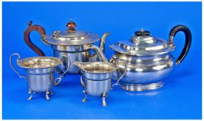 Silver Plated Three Piece Tea Service, circa 1900, comprising teapot, milk jug an sugar bowl, all