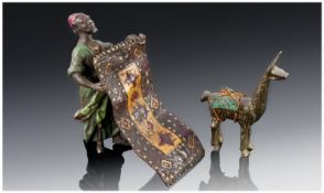 Vienna Cold Painted Bronze Figure `Carpet Seller`. 3 inches high. Plus Llama cold painted animal