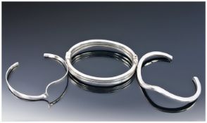 Three Silver Modernist Designed Bangles.