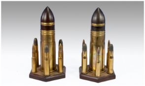 Trench Art Pair of Matching Shell Art Forms. Circa 1914 - 1918. Made from bullets and shells. Each 7