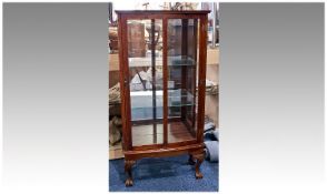 Small Mahogany Display Cabinet, fitted with two glass shelves, measuring 48 inches high.