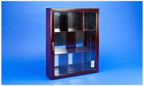 Mirror Backed Mahogany Finish Wall Hanging Display Cabinet.