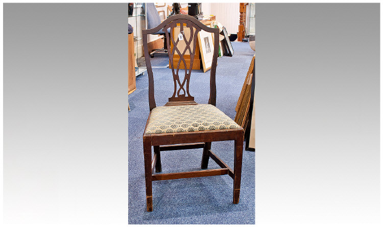 Hepplewhite Period Mahogany Side Chair, circa 1795, of camel back form, fitted with drop-in seat,