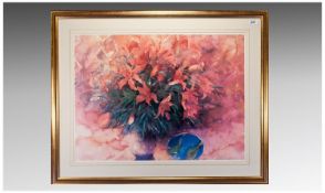 Still Life Framed Modern Print. Gilt frame. 28 by 21 inches.