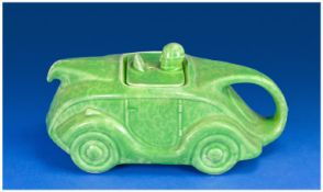 Sadler Novelty Ceramic Green Art-Deco Teapot in the form of a racing car & driver. 4.25`` in height,